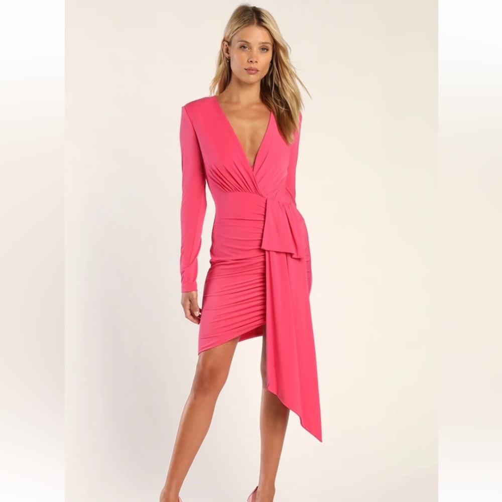 Pink long sleeve cocktail dress